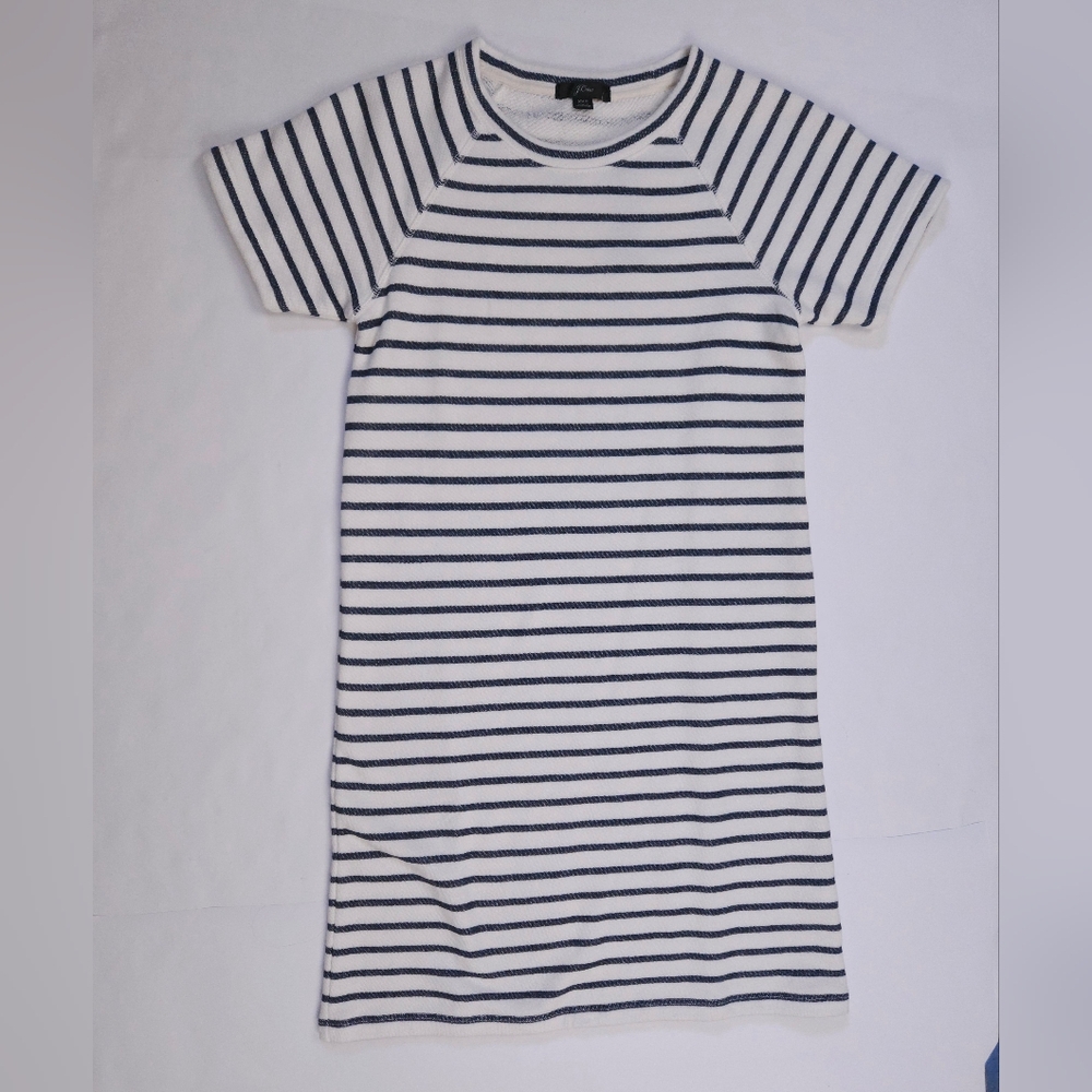 J.Crew NWT Knit T-shirt Terry Dress Navy Blue White Striped Womens XXS
